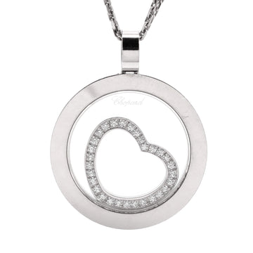 Chopard Happy Spirit Floating Heart Pendant Necklace 18K White Gold with Diamonds Large