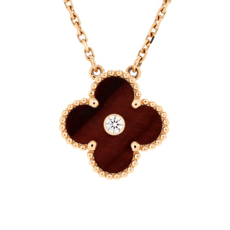 Van Cleef & Arpels Vintage Alhambra Pendant Necklace Limited Edition 18K Rose Gold and Bull's Eye with Diamond