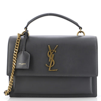 Saint Laurent Sunset Top Handle Shoulder Bag Leather Medium