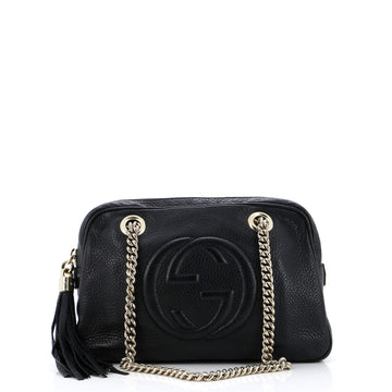 Gucci Soho Chain Zip Shoulder Bag Leather Small