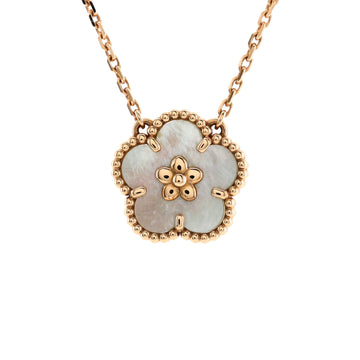 Van Cleef & Arpels Lucky Spring Plum Blossom Pendant Necklace 18K Rose Gold and Mother of Pearl
