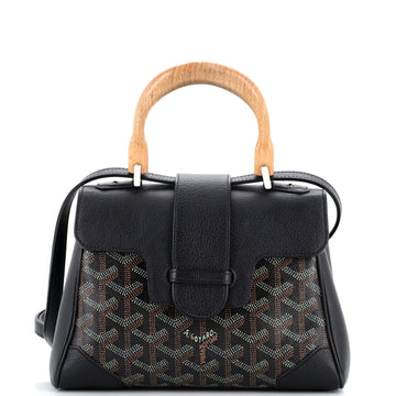 Goyard Saigon Top Handle Bag Coated Canvas with Leather Mini