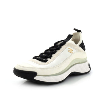 Chanel Women's CC Cap Toe Logo Sneakers Mixed Fibers