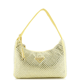 Prada Re-Edition 2000 Hobo Crystal Embellished Satin Mini