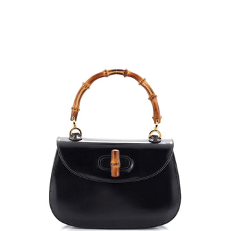 Gucci Vintage Convertible Bamboo Top Handle Bag Leather Small