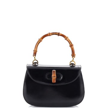 Gucci Vintage Convertible Bamboo Top Handle Bag Leather Small