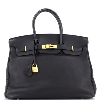 Hermes Birkin Handbag Black Swift with Gold Hardware 35