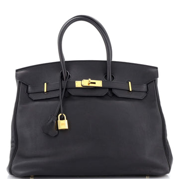 Hermes Birkin Handbag Black Swift with Gold Hardware 35