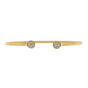 David Yurman Solari Cablespira Cuff Bracelet 18K Yellow Gold with Diamonds 2.3mm