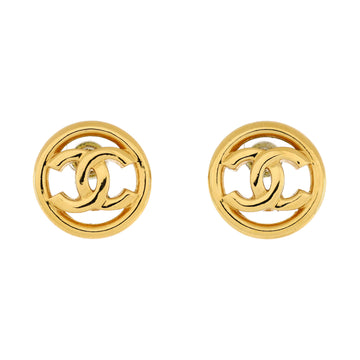 Chanel CC Round Stud Earrings Metal