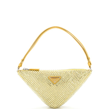Prada Triangle Top Handle Pouch Bag Crystal Embellished Satin Mini