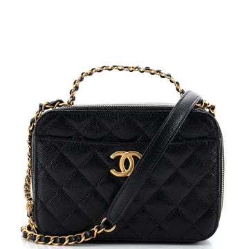 Chanel Pick Me Up Logo Handle Vanity Case Quilted Caviar Small