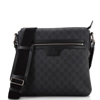 Gucci Web Strap Front Zip Messenger Bag GG Coated Canvas Medium