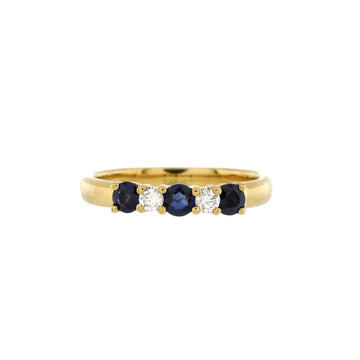 Tiffany & Co. Half Embrace Band Ring 18K Yellow Gold with Diamonds and Blue Sapphires 2.2mm