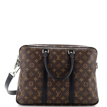 Louis Vuitton Porte-Documents Voyage Briefcase Macassar Monogram Canvas PM