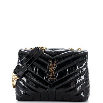 Saint Laurent Loulou Shoulder Bag Matelasse Chevron Patent Small