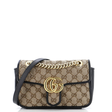 Gucci GG Marmont Flap Bag Diagonal Quilted GG Canvas Mini