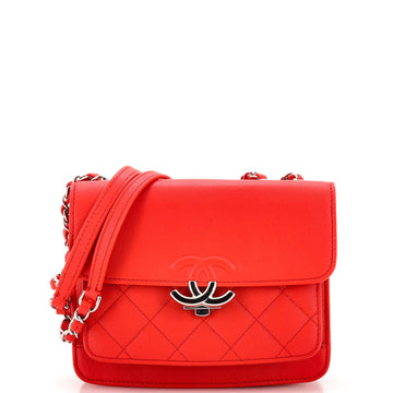 Chanel CC Box Flap Bag Quilted Calfskin Mini