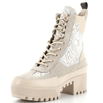 Louis Vuitton Women's Laureate Platform Desert Boots Limited Edition Since 1854 Monogram Jacquard with Suede and Leather