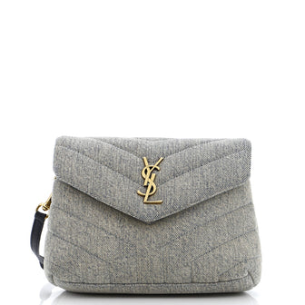 Saint Laurent Loulou Shoulder Bag Matelasse Chevron Denim Toy