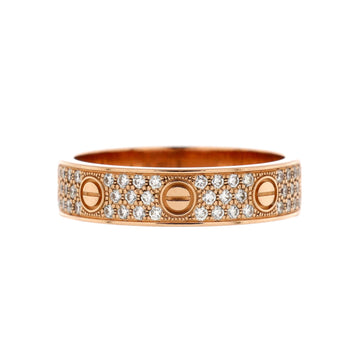 Cartier Love Wedding Band Pave Diamonds Ring 18K Rose Gold and Diamonds