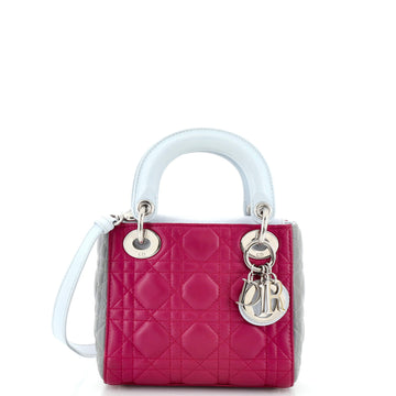 Christian Dior Tricolor Lady Dior Bag Cannage Quilt Leather Mini