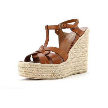 Saint Laurent Women's Tribute Wedge Espadrille Sandals Leather