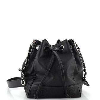 Chanel Vintage CC Drawstring Bucket Bag Caviar Small