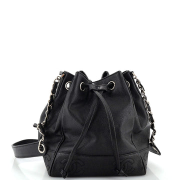 Chanel Vintage CC Drawstring Bucket Bag Caviar Small