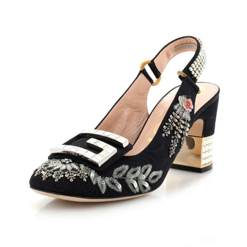 Gucci Women's Madelyn Slingback Pumps Crystal Embellished Fabric