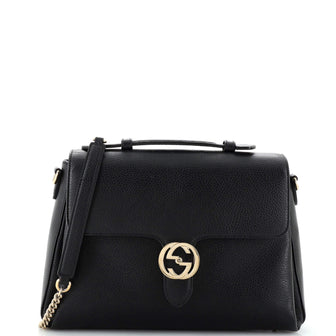 Gucci Interlocking Top Handle Bag (Outlet) Leather Medium