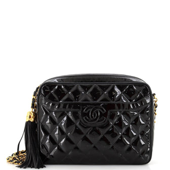 Chanel Vintage Diamond CC Camera Bag Quilted Patent Medium