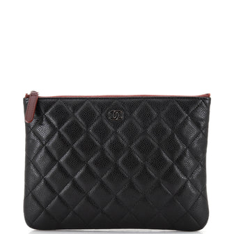 Chanel O Case Clutch Quilted Caviar Small