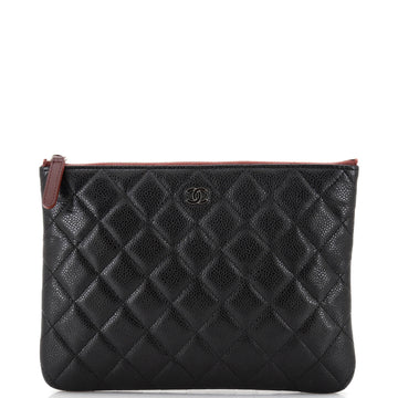 Chanel O Case Clutch Quilted Caviar Small