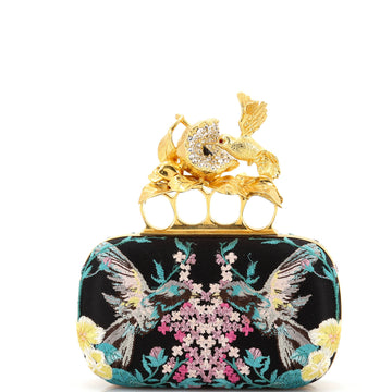 Alexander McQueen Hummingbird Knuckle Box Clutch Embroidered Mesh Small