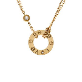 Cartier 2 Diamonds Love Pendant Necklace 18K Yellow Gold and Diamonds