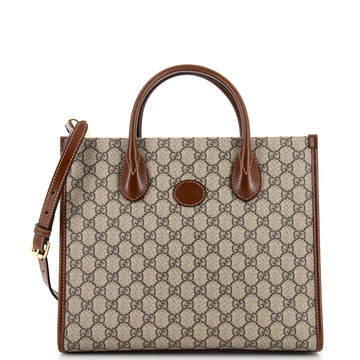Gucci Structured Top Handle Open Tote GG Coated Canvas Small