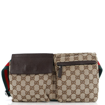 Gucci Vintage Double Belt Bag GG Canvas