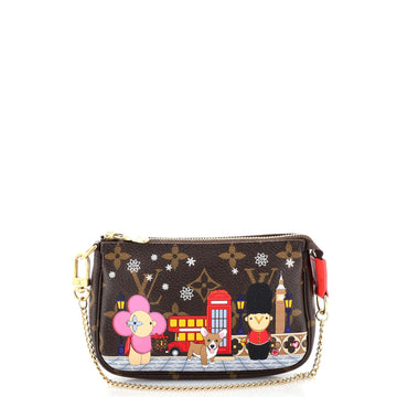 Louis Vuitton Pochette Accessoires Limited Edition Vivienne Xmas Monogram Canvas Mini