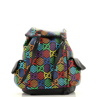 Gucci Double Pocket Belt Backpack Psychedelic Print GG Coated Canvas Medium