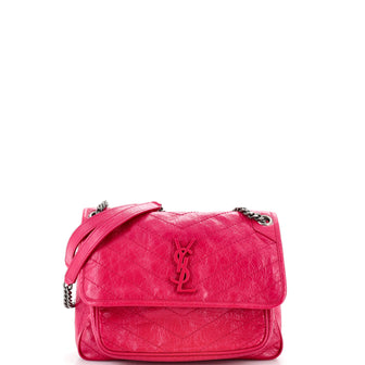 Saint Laurent Niki Chain Flap Bag Matelasse Chevron Leather Medium
