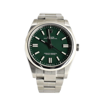 Rolex Oyster Perpetual Green Automatic Watch Stainless Steel 41