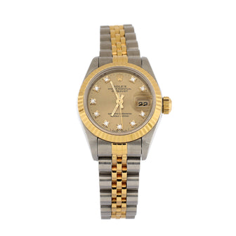 Rolex Oyster Perpetual Datejust Automatic Watch Stainless Steel and Yellow Gold with Diamond Markers 26