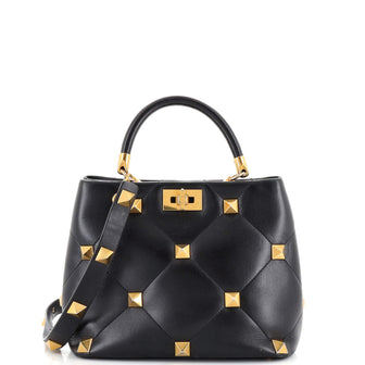 Valentino Garavani Roman Stud Top Handle Bag Quilted Leather Medium