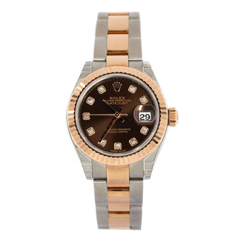 Rolex Oyster Perpetual Datejust Automatic Watch Stainless Steel and Rose Gold with Diamond Markers 28