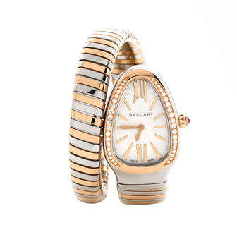 Bvlgari Serpenti Tubogas Single Spiral Quartz Watch Stainless Steel and Rose Gold with Diamond Bezel 23