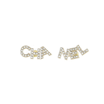 Chanel CHA-NEL Stud Earrings Metal with Crystals