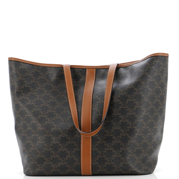 Celine Cabas Zip Tote Triomphe Coated Canvas Medium