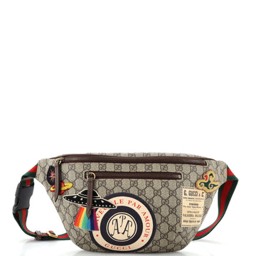 Gucci Courrier Zip Belt Bag GG Coated Canvas with Applique