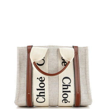 Chloe Woody Tote Canvas with Leather Small